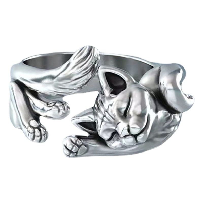 Yunjin nuevo gatito anillo abierto transfronterizo Venta caliente perezoso gato anillo de moda joyería de las mujeres al por mayor image 1