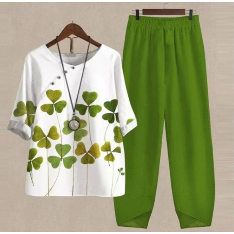 Europa y Estados Unidos trajes casuales de mujer transfronterizos de moda explosiva verano nuevo cinco mangas impresión chaqueta pantalones dos piezas