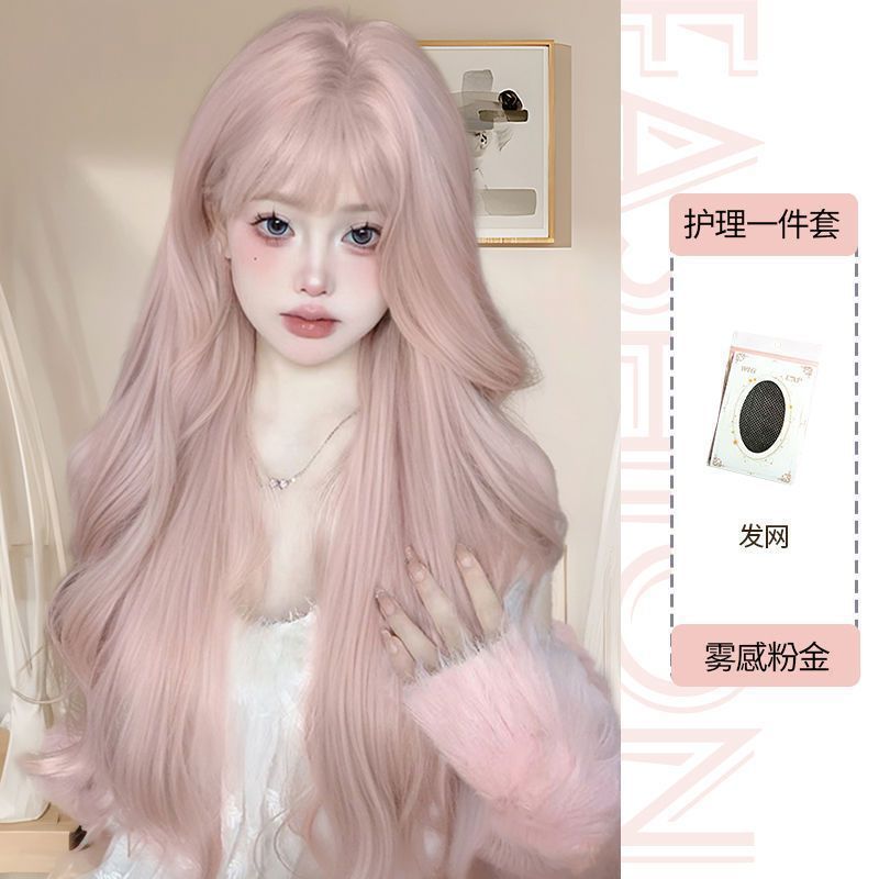 매트 핑크 골드 앞머리 + 헤어네트