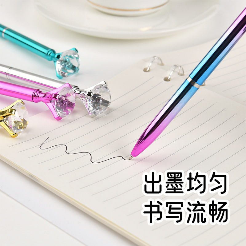 Pluma de diamante creativa personalizada de textura metálica pluma de bola logotipo imprimible bolígrafo de firma de bolígrafo publicitario de regalo para estudiantes