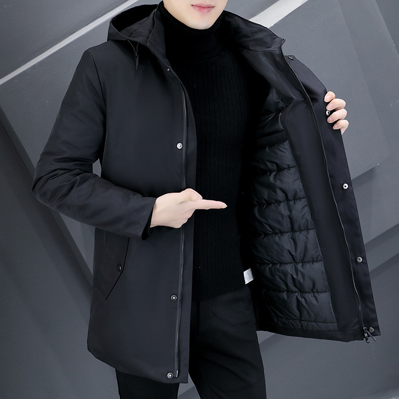 Chaqueta acolchada de algodón para hombres invierno 2023 nueva chaqueta acolchada de algodón chaqueta de moda Otoño e Invierno gabardina de longitud media engrosada chaqueta acolchada de algodón para hombres