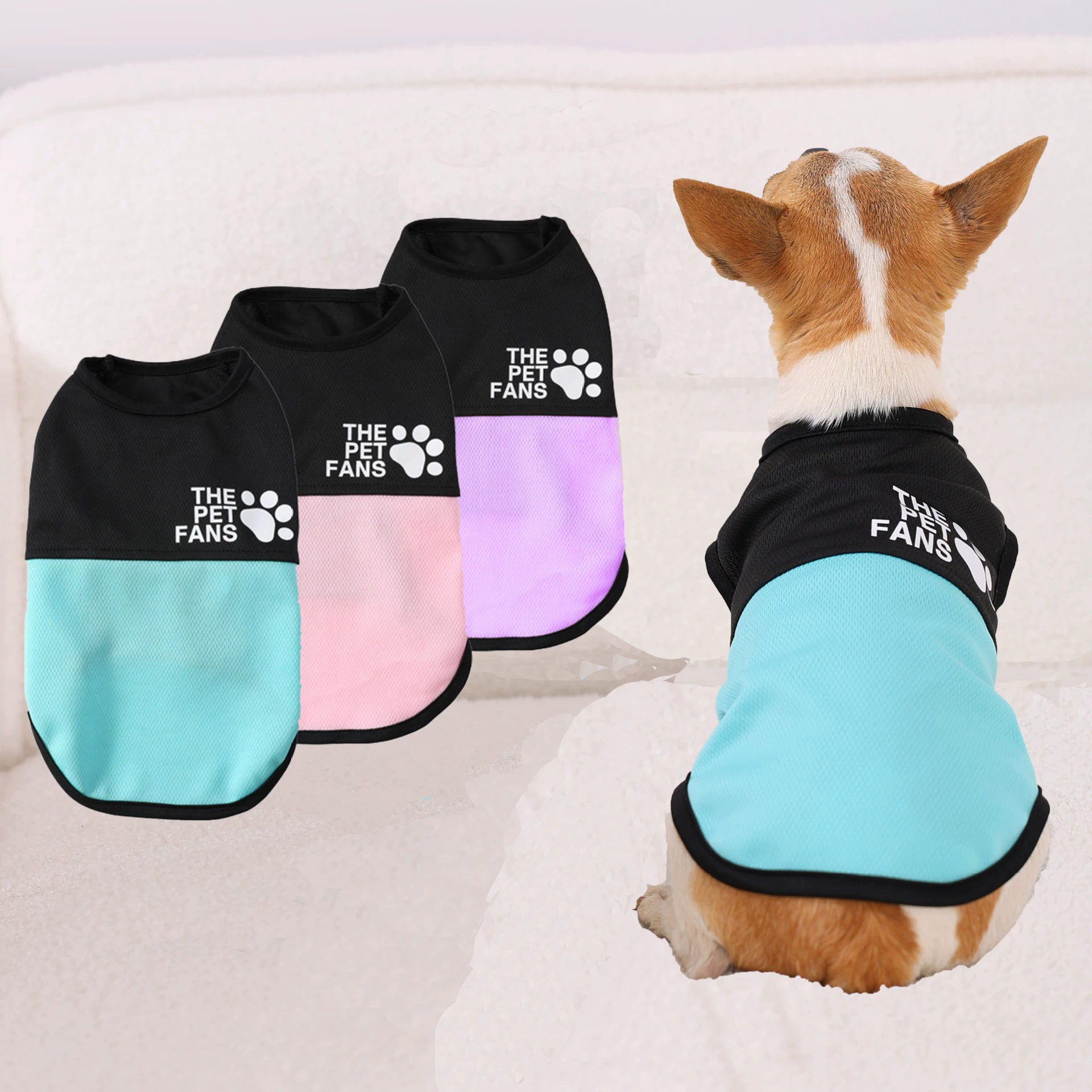 Летняя тонкая одежда для животных из дышащей ткани «птичий глаз», защита от солнца для кошек и собак, охлаждающий жилет для путешествий с защитой лап