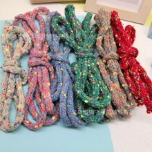 涤纶波点彩色中空毛线绳手工diy编织碎花手挂包包装饰饰品配件