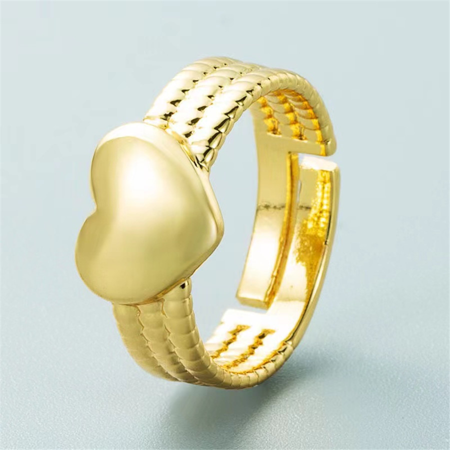 Design adjustable copper universal ring heart shaped