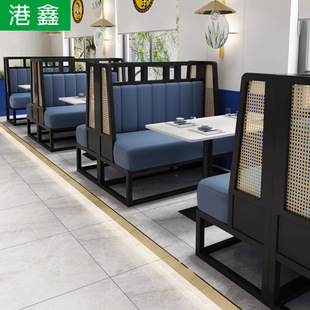 Rattan solid wood deck sofa Southeast Asian theme tea Western Restaurant Restaurant restaurant dining coffee shop table and chair combination