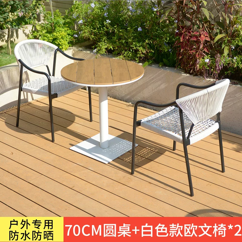 Mesa y silla de patio al aire libre, terraza de jardín de caña, balcón, mesa y silla de caña casuales, combinación de mesa y silla al aire libre