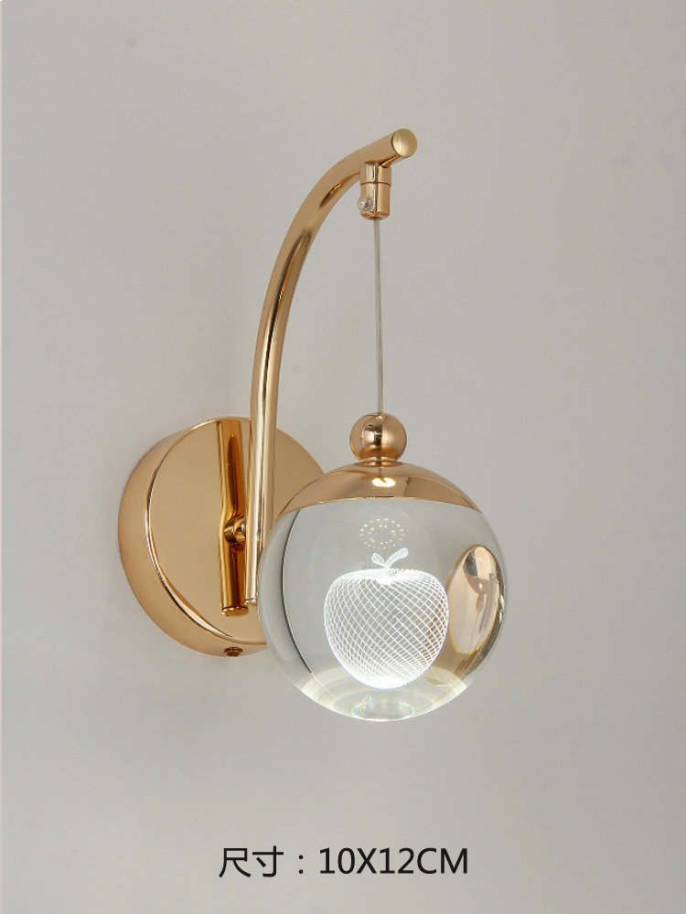 lámpara de cabecera lámpara de pared diseñador de cristal pasillo decoración lámpara de pared dormitorio diseño simple lámpara de cabecera lámpara de pared