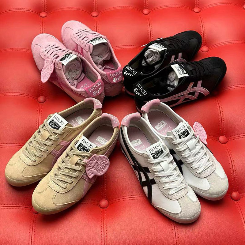 鬼冢虎tiger联名PATOU阿甘鞋情侣款2025新款真皮磨砂牛反绒皮平底