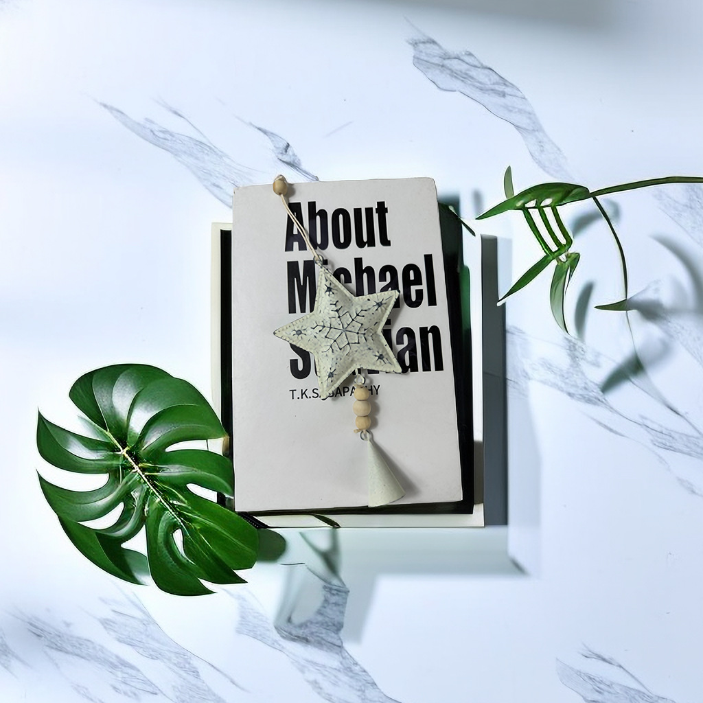 Navidad colgante metal artesanía colgante decoración del hogar vacaciones estrella de cinco puntas amor adornos de madera carillones de viento Decoración