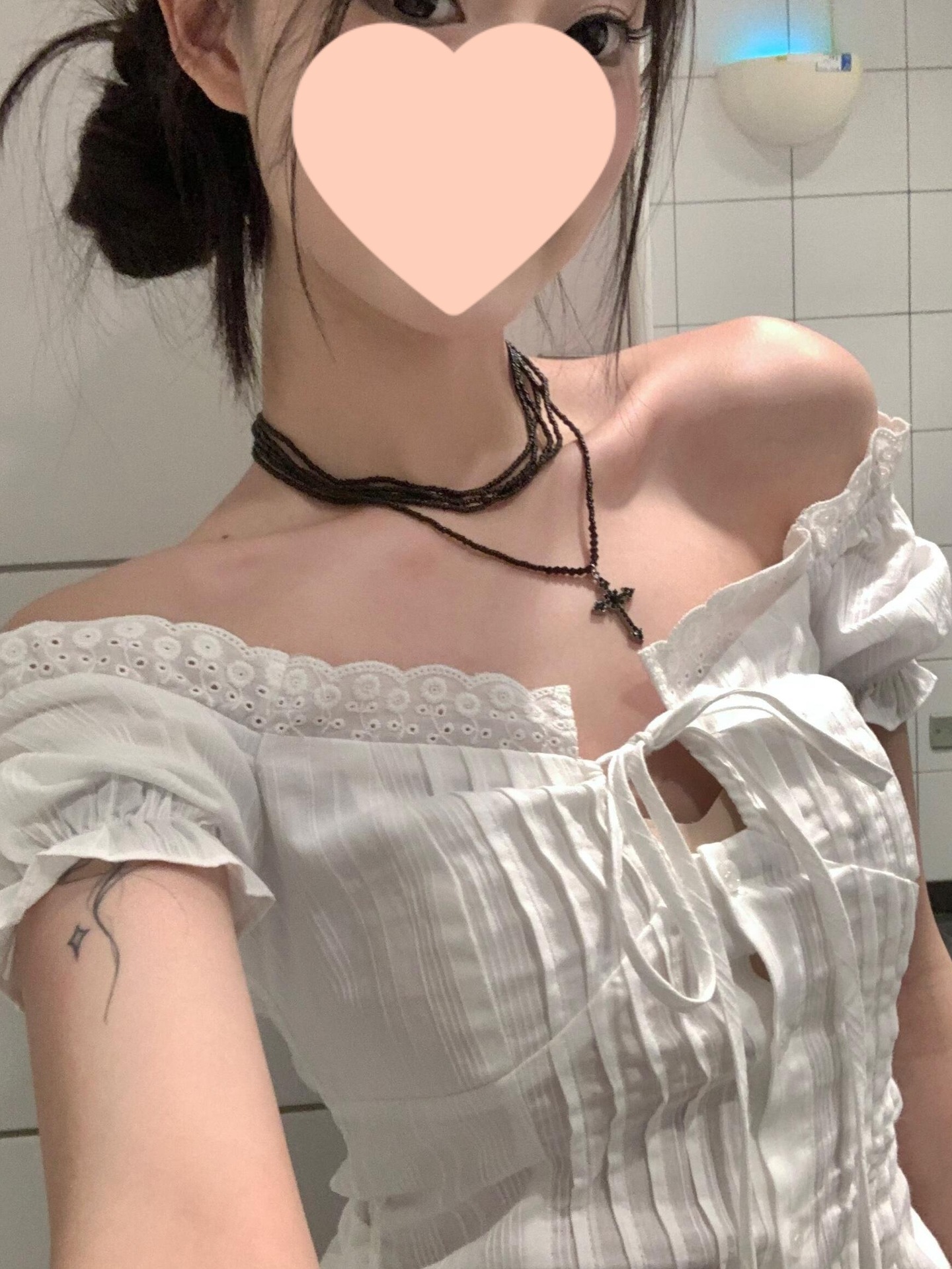 Lace summer design short shirt with bow