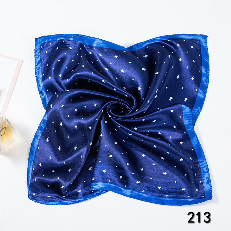 35g Weight Silk Scarf Classification Office, Daily Occasion Satin Cloth Material Star, Flower Pattern Spring&Summer Season Women's Gender Printing Design Elegant Style Women's Elegant Star Flower Satin Cloth Printing Silk Scarf 9