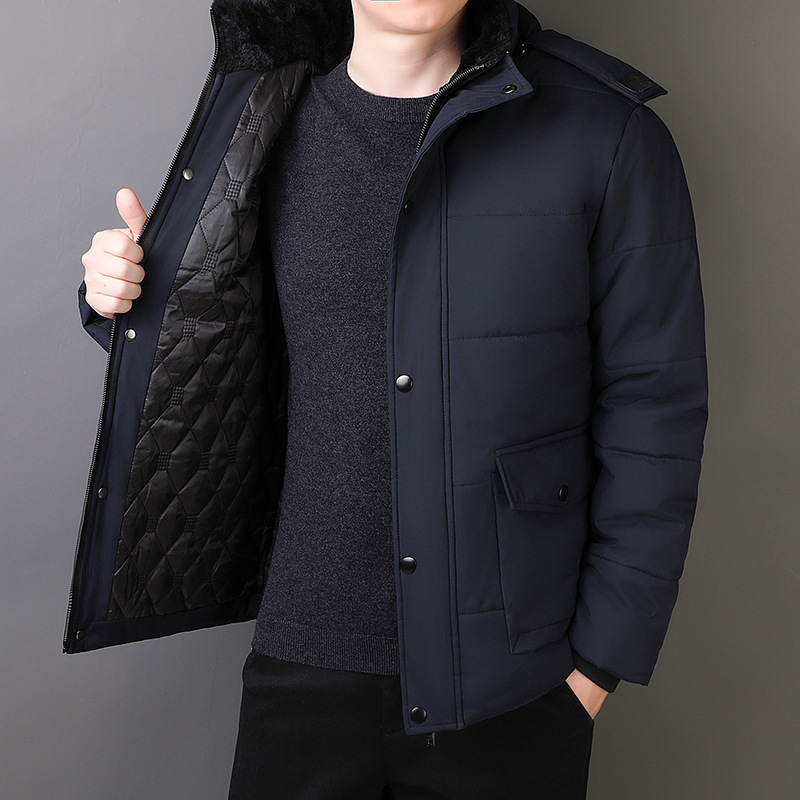 Ropa de algodón de mediana edad extra grande, ropa de hombre, ropa de invierno, ropa de algodón de terciopelo, abrigo grueso, chaqueta de algodón caliente, abuelo