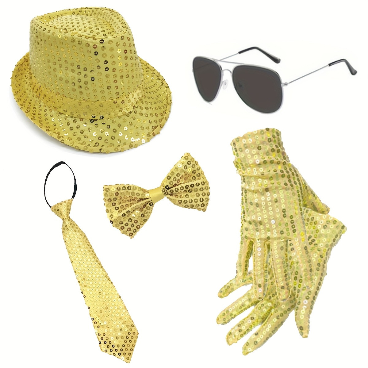 70s DISCO espectáculo accesorios esquinilla sombrero corbata guantes cinturón hombre conjunto Xiaoyin TEMU en stock