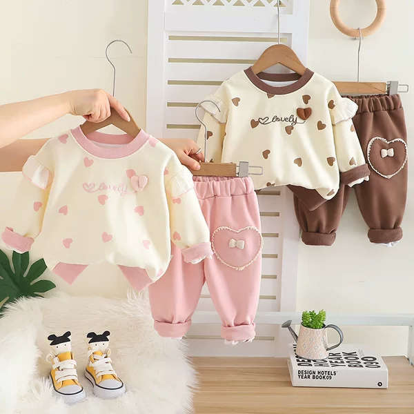 Girls Suit 2025 Autumn New Style Girls Spring and Autumn Fashionable Children's Autumn Clothes Baby Girl Love Two-Piece Set