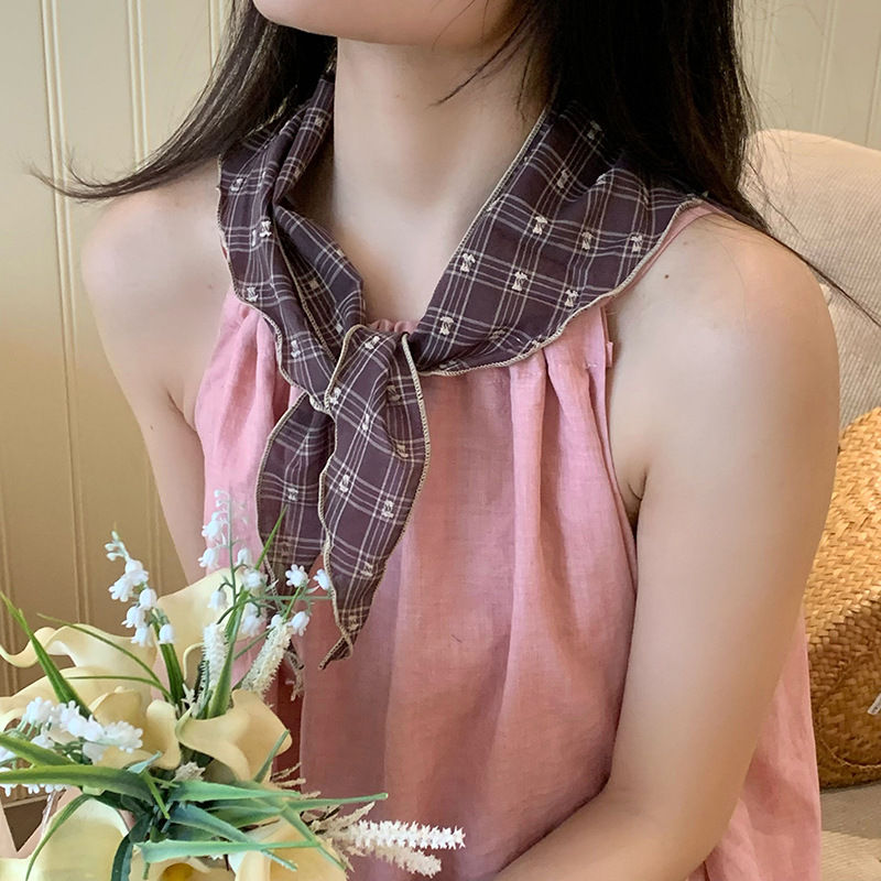 Toallas triangulares estilo británico bufandas de seda vintage moda con un pequeño chal caliente cuello collar pañuelo de estilo universitario