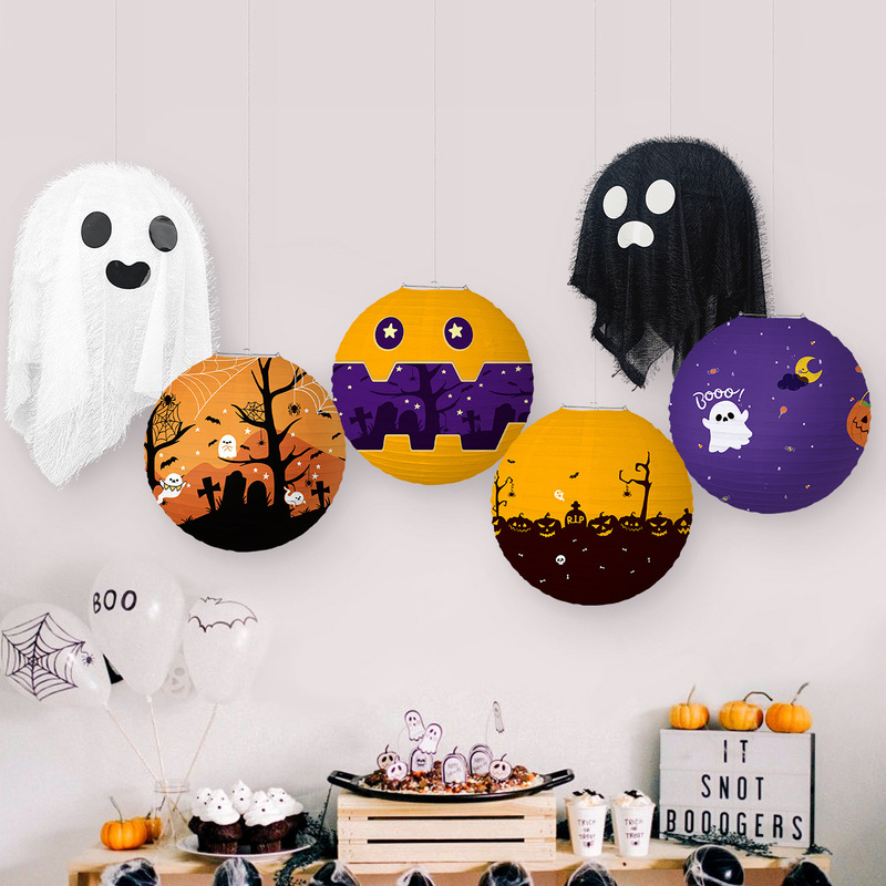 ハロウィーン提灯幽霊紙提灯diy装飾halloween鬼節パーティーテーマ雰囲気配置用品|undefined