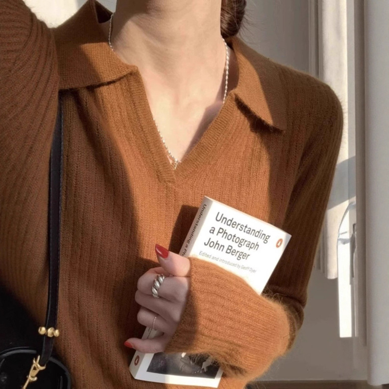 French-Style Polo Collar Knit Sweater for Women, Autumn and Winter Soft and Cozy Inner Sweater, Slimming Base Shirt, Melade Outfit Top French-Style Polo Collar Knit Sweater for Women, Autumn and Winter Soft and Cozy Inner Sweater, Slimming Base Shirt, Melade Outfit Top