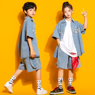 Children's Hip-Hop Trendy Clothing Suit, Boy's Catwalk Hip-Hop Street Girl's Denim Jacket, Kidsren's Clothing, Kidsren's Hip-Hop Clothing