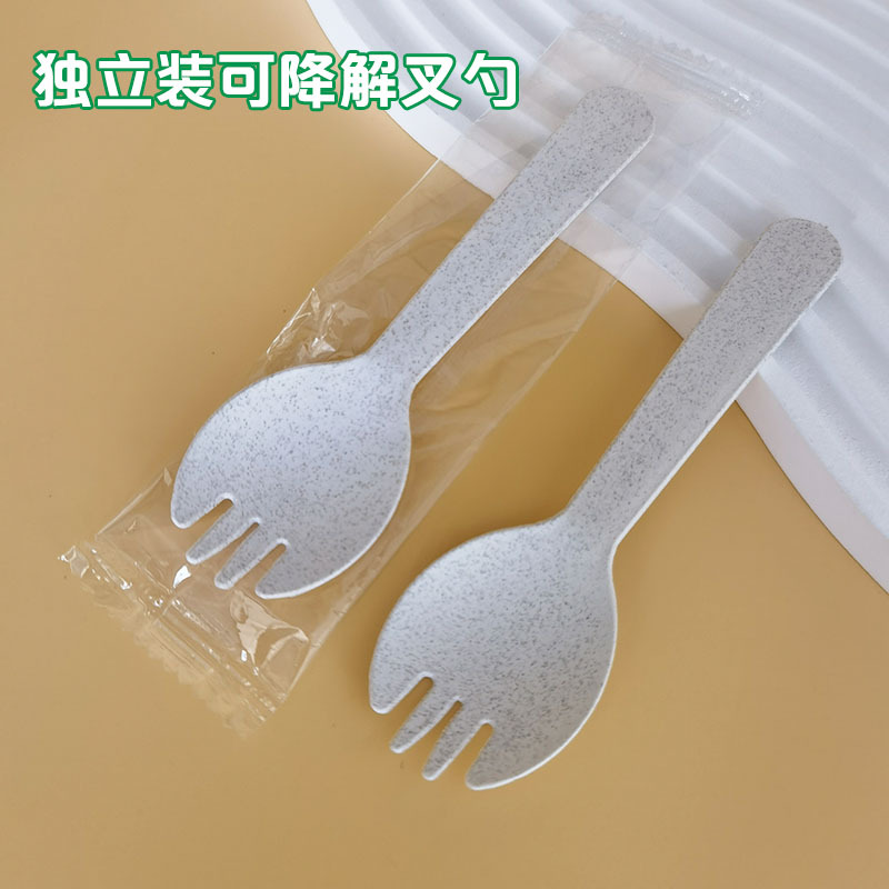 일회용 포크와 스푼, 생분해성 두꺼운 플라스틱 케이크 디저트 스푼과 포크, 개별 포장된 과일 샐러드 포크