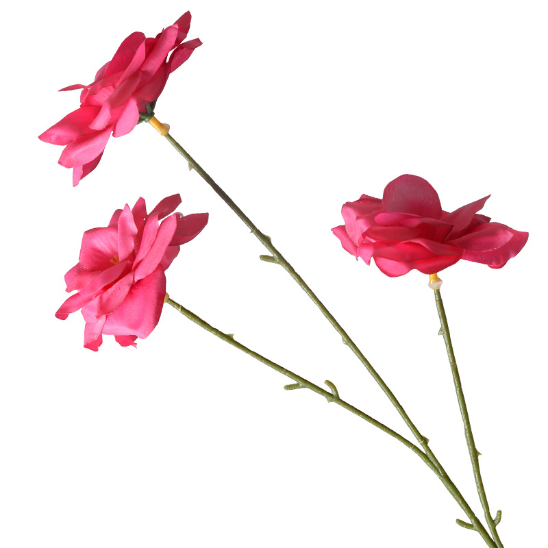 Nuevo producto 3 rosas flores artificiales camelia decoración de la sala de estar de la boda salón de bodas flores falsas flores artificiales