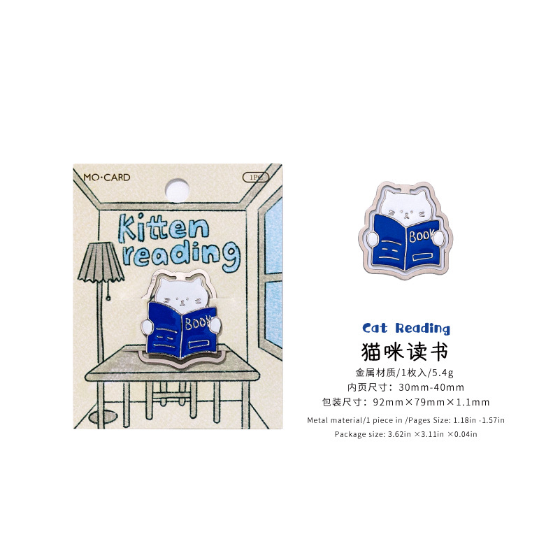 Mo Mo Metal Bookmark Cat Life Little Theatre Series Cute Cartoon Student Gift Reading Book Pages