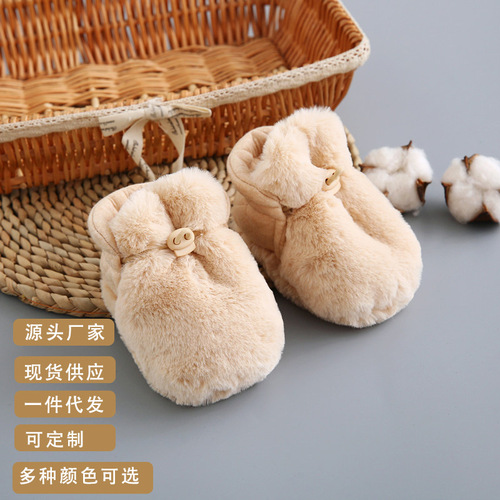 Newborn Baby Shoes Autumn/Winter Fleece Thick Warm Cotton Shoes for Toddlers Non-Slip Soft Sole Warm Shoes for Boys and Girls Wholesale
