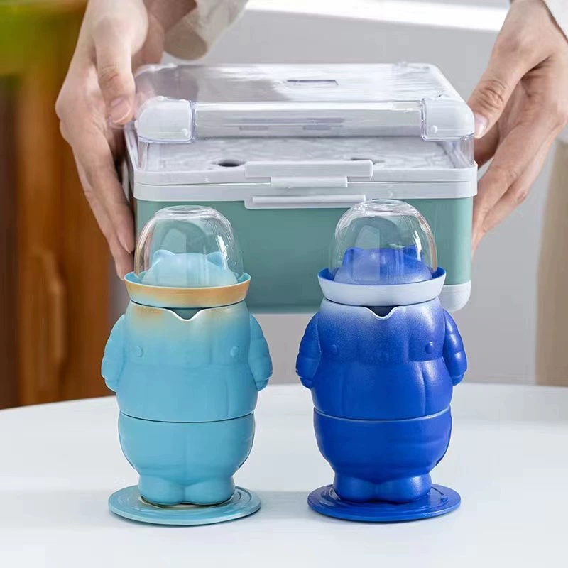 Cute tea set for traveling, astronaut, handheld travel storage system for camping