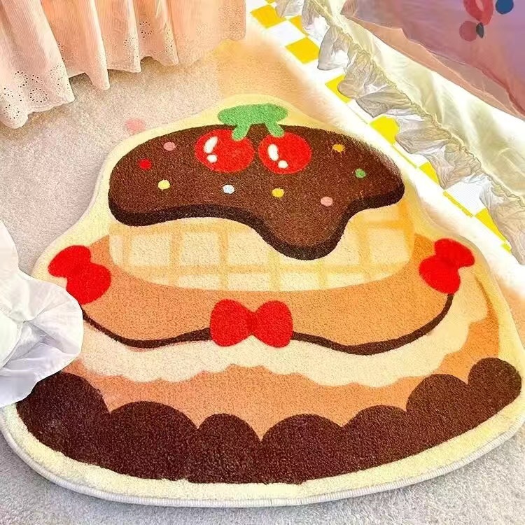 Alfombra de dibujos animados, manta lateral de cama de dormitorio, absorbente de agua, resistente a la suciedad y fácil de cuidar, almohadilla antideslizante de cachemira de imitación, alfombrilla decorativa linda para el hogar