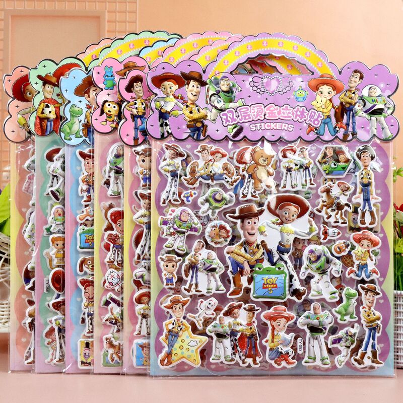 Children's Cartoon Gold-Stamped Stickers, Double-Layer 3D Toy Story Decals, Buzz Lightyear Bubble Stickers, Cross-Border Stickers