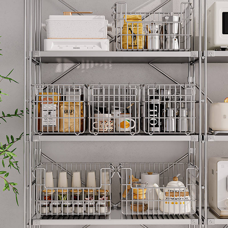 304不锈钢大号收纳筐百货杂物置物篮超市手提篮家用台面果蔬篮子