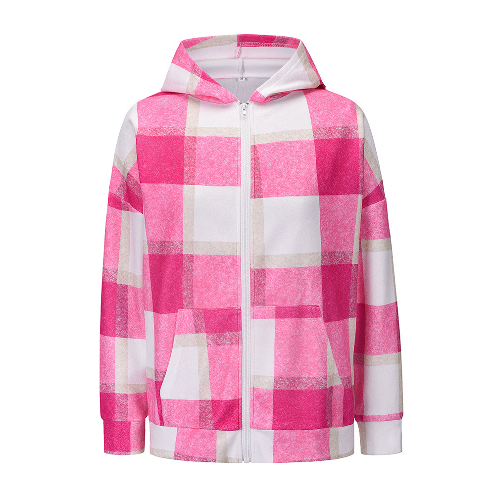 women's loose plaid woolen multicolor hooded jacket nihaostyles clothing wholesale NSXPF72447