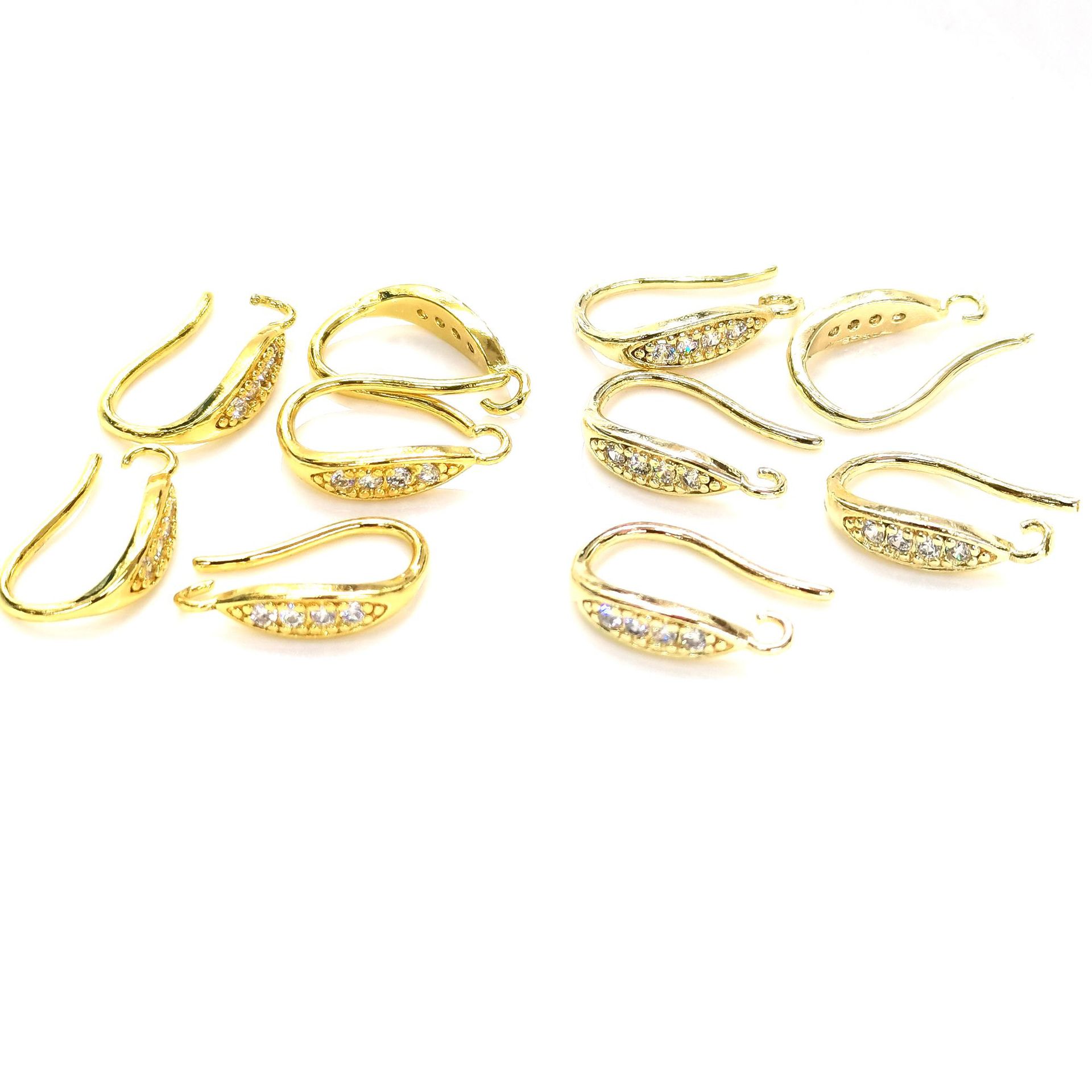 15mm Jewelry Making Size 14K Gold Plated, 18K Gold Plated Plating Material 10 PCS/Package 15mm Copper Zircon 14K Gold Plated 18K Gold Plated U Shape Hook Earring Findings