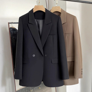 brown Suit Jacket Women's 2024 Spring and Autumn High-end Sense Small Medium-length Casual Loose Suit Slim Top