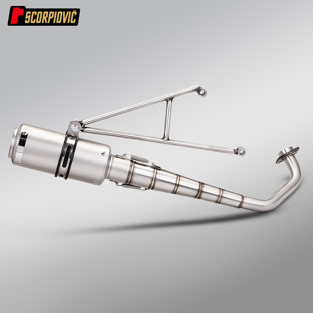 Suitable for RS100 RSZ Fuxi 100cc full system modification, stainless steel front exhaust pipe and rear silencer