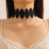 Black necklace, set, choker, chain for key bag , floral print, Amazon, European style