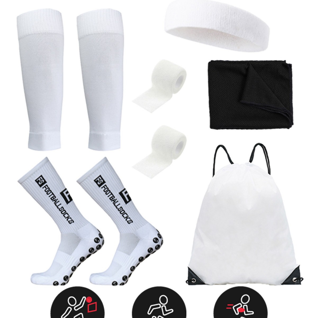Amazon Football Socks Solid Color Adult Non-Slip Towel Bottom Thickened Fs Six-Piece Football Socks Guard Strap Wholesale