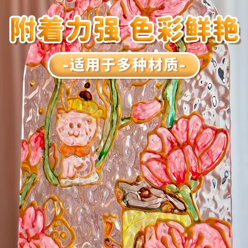 ゴールデン 3D 立体フックペン手描き diy ガラス絵画顔料絵画ストロークペースト防水アクリルフックペン|undefined