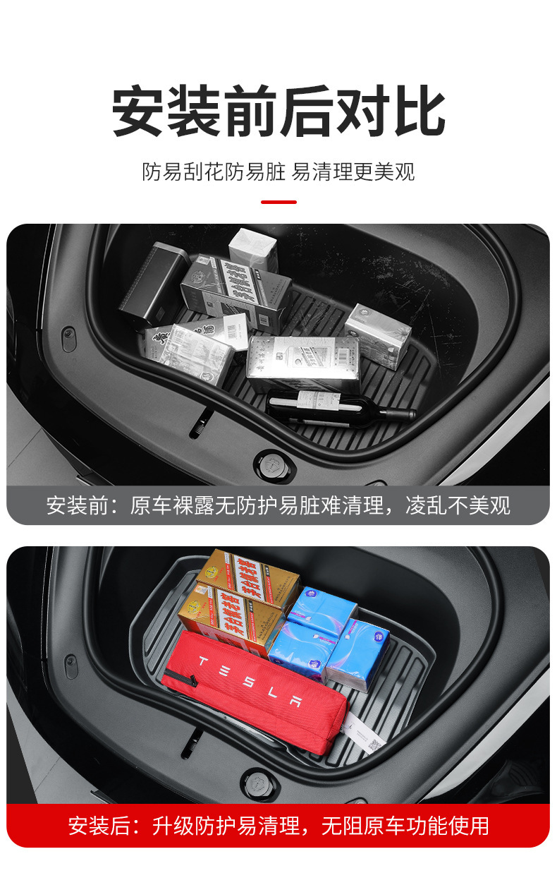 Suitable for Tesla Model 3/Y Front and Rear Trunk Mats, New 3/Y/Yl Trunk Storage Mat, Lower Layer Mat, Threshold Strip