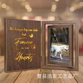 木质宠物相框家居桌面可旋转相框摆台猫咪狗狗成长纪念相框留言板
