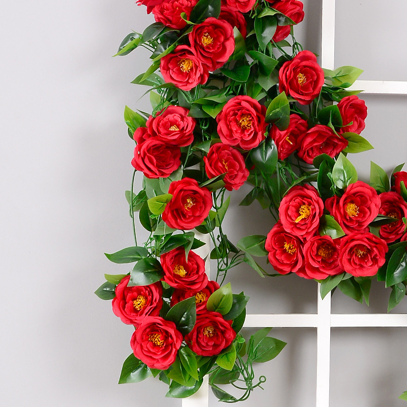Glue Rose Vine Fake Vine Air Conditioning Pipe Decoration Vine Tube High-end Glue Blade Wall Covering 