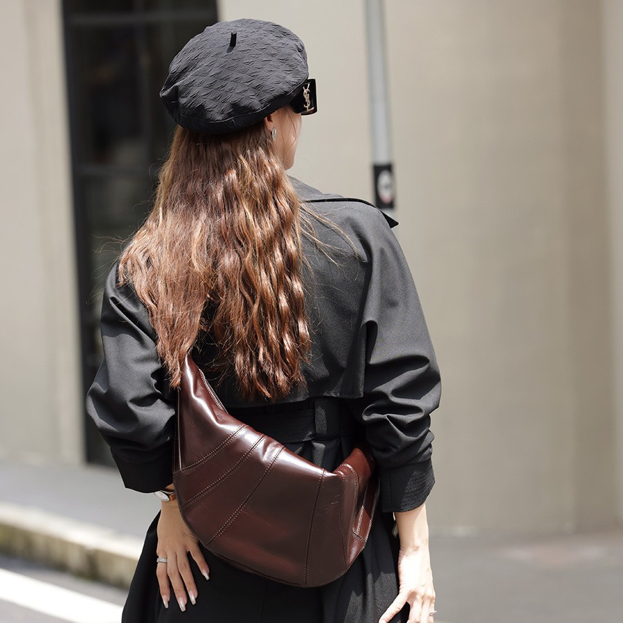2025 New Croissant Bag Large Genuine Leather Versatile Women's Handbag Large Capacity Shoulder Crossbody Dumpling Bag - Thumbnail 4