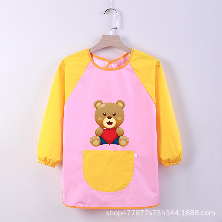 Abrigo DE LOS NIÑOS impermeable arte kindergarten pintura ropa publicidad inversa ropa impresa logo manga larga delantal vestido inverso
