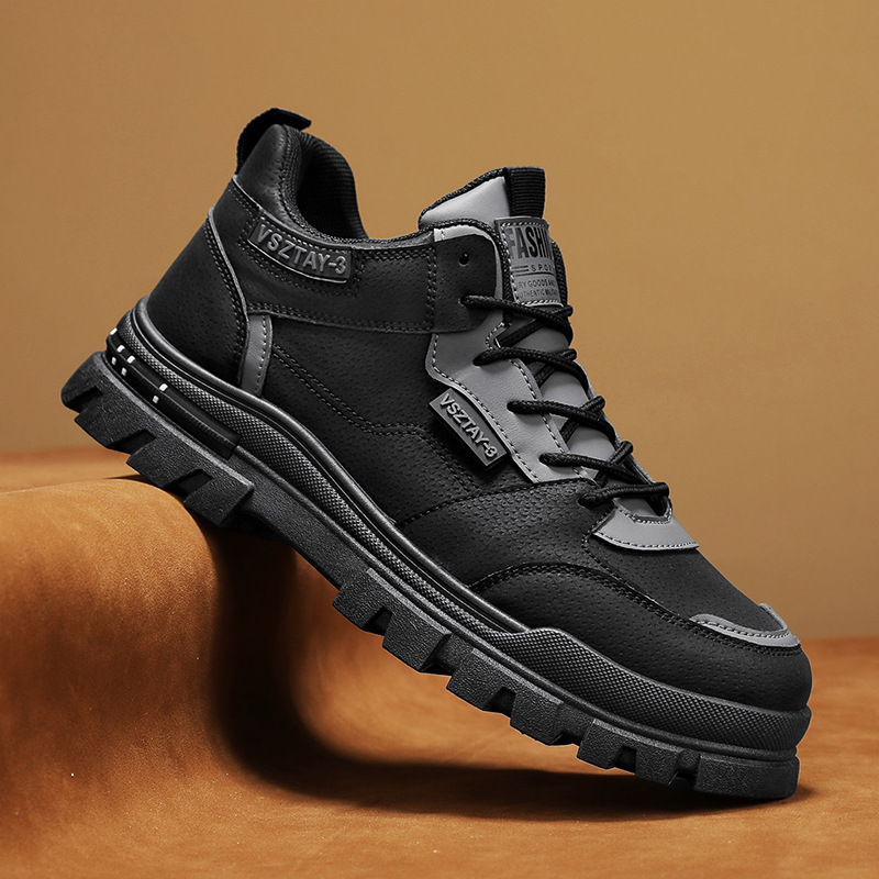 Zapatos de hombre otoño-invierno 2024 nuevo tipo de ropa de trabajo para hombres ocio versátil cuero antideslizante desgaste zapatos de montaña de suela gruesa