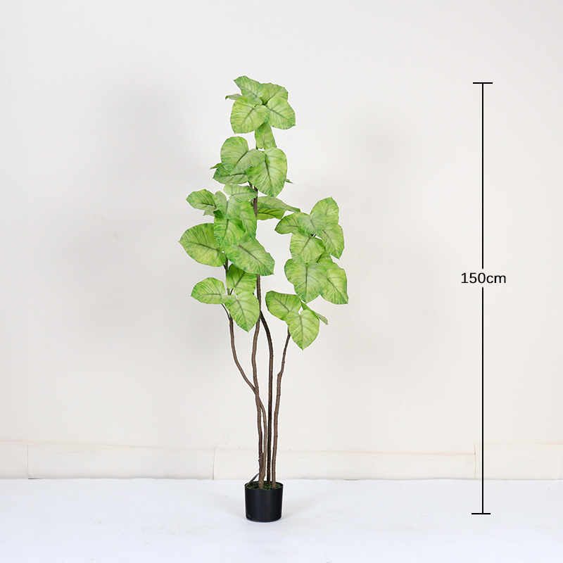 Heart Leaf Banyan árbol falso planta en maceta de simulación de alta gama planta verde interior sala de estar decoración de piso adorno paisajismo de planta biónica
