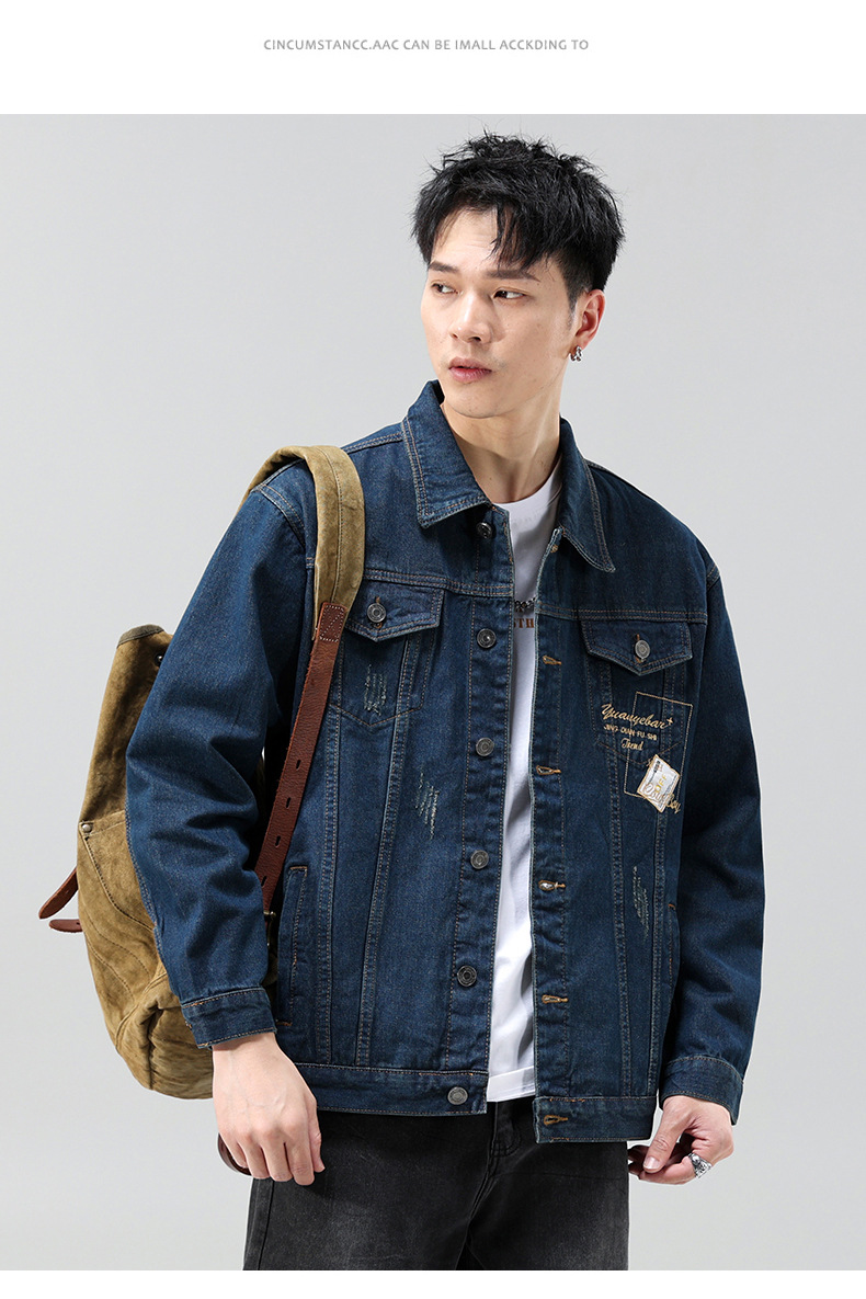 Men's Denim Jacket For Men Korean Style Trendy Workwear Spring_voghion.com