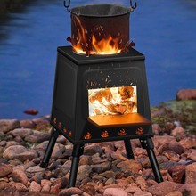新款防风折叠便携卡式炉户外烧柴烧烤露营焚火台野餐柴火炉具批发