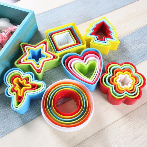 Round plum blossom love wave shape colorful cutting pattern steamed bun baking cookie tool fondant cake mold
