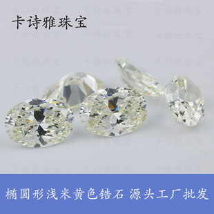 high quality Oval Diamond Color Zircon Factory Wholesale Egg Shape Beige Synthetic Gem Jewelry with Stone