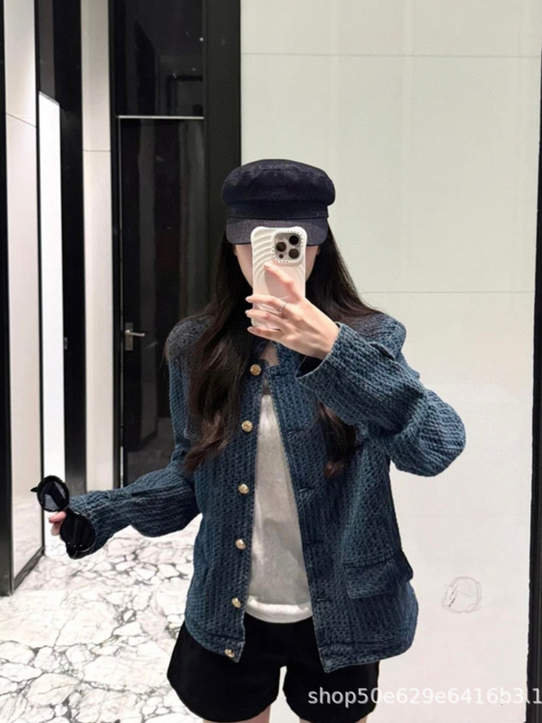 老钱风牛仔外套女款秋季2025新款小香风复古港味蓝色休闲美式上衣|undefined