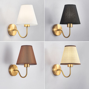 Cross-border American Fabric Bedroom Bedside Wall Lamp Nordic Modern Creative Hotel Room Corridor LED Designer Lamp